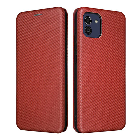 Coque Portefeuille Livre Cuir Etui Clapet L02Z pour Samsung Galaxy A03 Marron