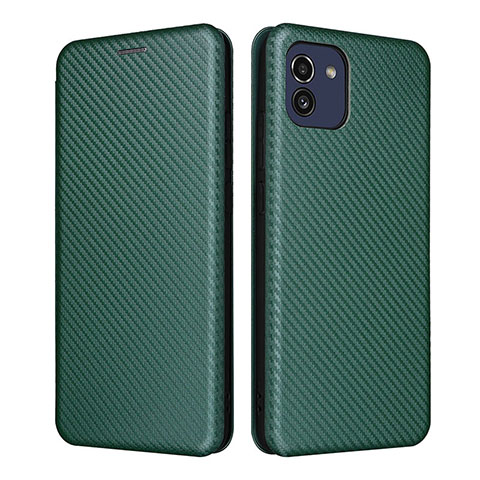 Coque Portefeuille Livre Cuir Etui Clapet L02Z pour Samsung Galaxy A03 Vert