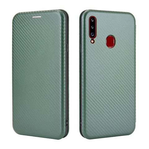 Coque Portefeuille Livre Cuir Etui Clapet L02Z pour Samsung Galaxy A20s Vert