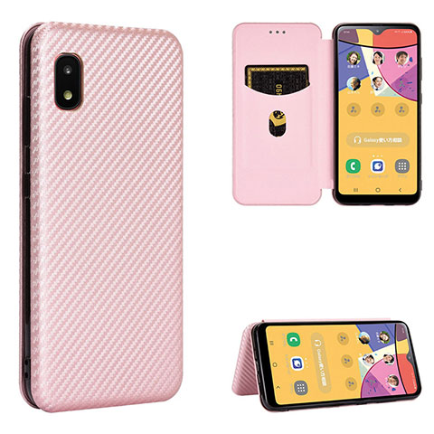 Coque Portefeuille Livre Cuir Etui Clapet L02Z pour Samsung Galaxy A21 SC-42A Or Rose