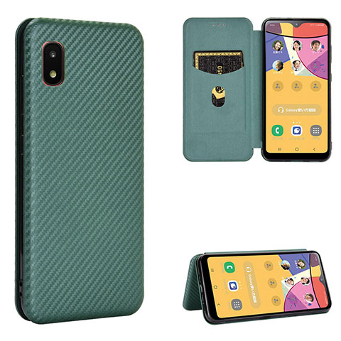 Coque Portefeuille Livre Cuir Etui Clapet L02Z pour Samsung Galaxy A21 SC-42A Vert