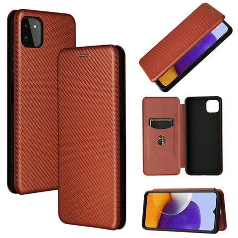 Coque Portefeuille Livre Cuir Etui Clapet L02Z pour Samsung Galaxy A22 5G Marron