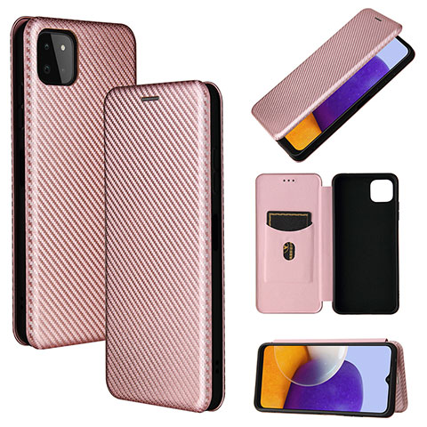 Coque Portefeuille Livre Cuir Etui Clapet L02Z pour Samsung Galaxy A22 5G Or Rose