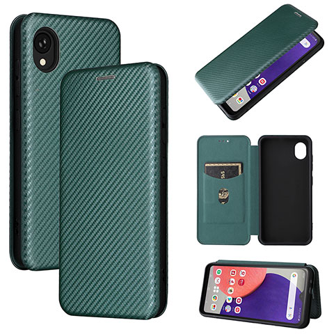 Coque Portefeuille Livre Cuir Etui Clapet L02Z pour Samsung Galaxy A22 5G SC-56B Vert