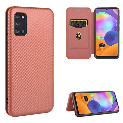 Coque Portefeuille Livre Cuir Etui Clapet L02Z pour Samsung Galaxy A31 Marron