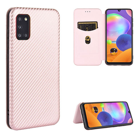 Coque Portefeuille Livre Cuir Etui Clapet L02Z pour Samsung Galaxy A31 Or Rose