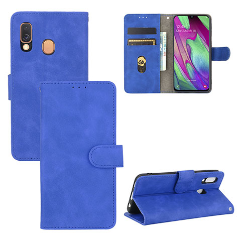 Coque Portefeuille Livre Cuir Etui Clapet L02Z pour Samsung Galaxy A40 Bleu