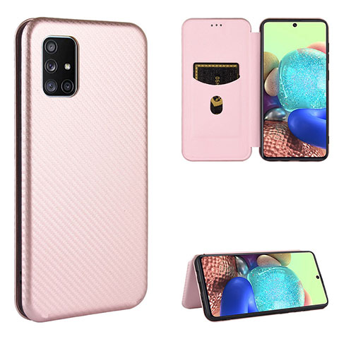 Coque Portefeuille Livre Cuir Etui Clapet L02Z pour Samsung Galaxy A51 4G Or Rose