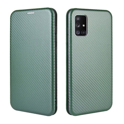 Coque Portefeuille Livre Cuir Etui Clapet L02Z pour Samsung Galaxy A71 5G Vert