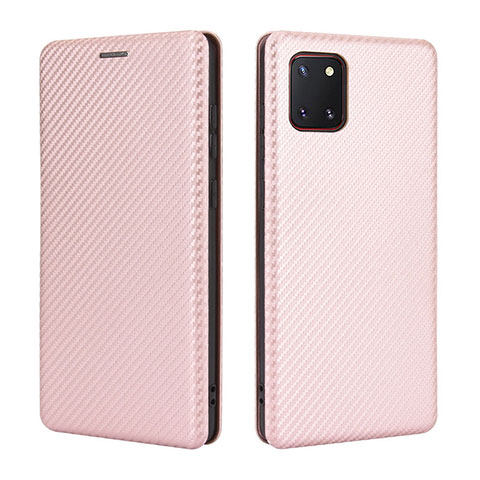 Coque Portefeuille Livre Cuir Etui Clapet L02Z pour Samsung Galaxy A81 Or Rose