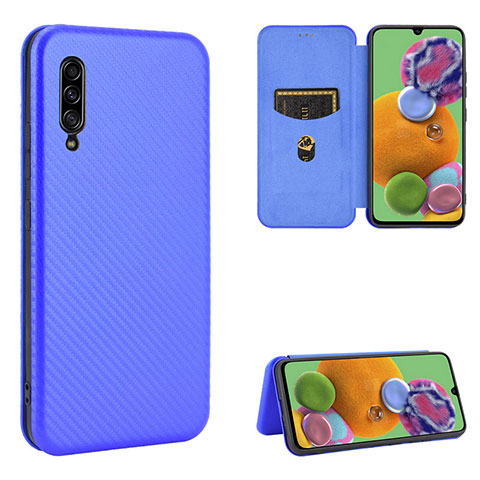 Coque Portefeuille Livre Cuir Etui Clapet L02Z pour Samsung Galaxy A90 5G Bleu