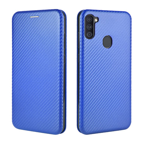 Coque Portefeuille Livre Cuir Etui Clapet L02Z pour Samsung Galaxy M11 Bleu