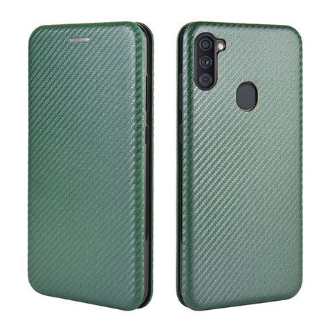 Coque Portefeuille Livre Cuir Etui Clapet L02Z pour Samsung Galaxy M11 Vert