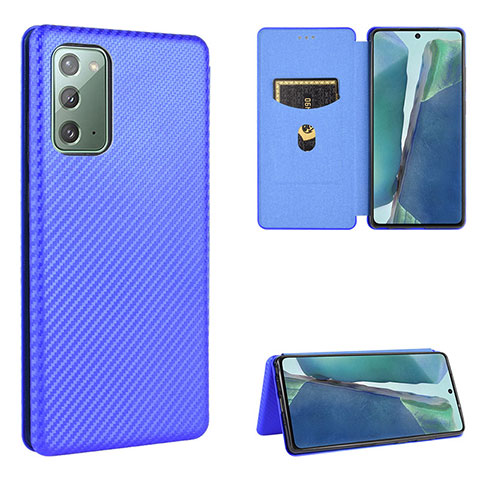 Coque Portefeuille Livre Cuir Etui Clapet L02Z pour Samsung Galaxy Note 20 5G Bleu