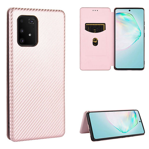 Coque Portefeuille Livre Cuir Etui Clapet L02Z pour Samsung Galaxy S10 Lite Or Rose