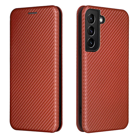 Coque Portefeuille Livre Cuir Etui Clapet L02Z pour Samsung Galaxy S21 Plus 5G Marron