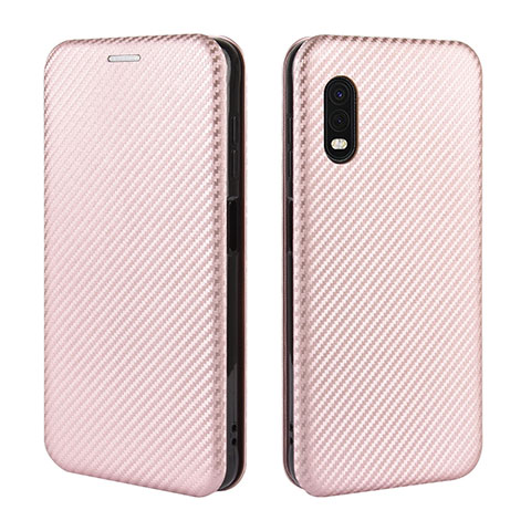 Coque Portefeuille Livre Cuir Etui Clapet L02Z pour Samsung Galaxy XCover Pro Or Rose