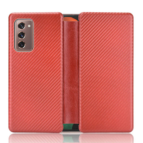 Coque Portefeuille Livre Cuir Etui Clapet L02Z pour Samsung Galaxy Z Fold2 5G Rouge