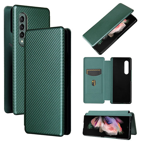 Coque Portefeuille Livre Cuir Etui Clapet L02Z pour Samsung Galaxy Z Fold3 5G Vert