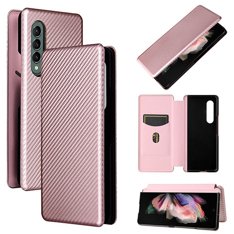 Coque Portefeuille Livre Cuir Etui Clapet L02Z pour Samsung Galaxy Z Fold4 5G Or Rose