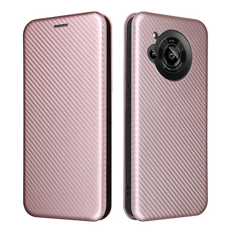 Coque Portefeuille Livre Cuir Etui Clapet L02Z pour Sharp Aquos R7s Or Rose