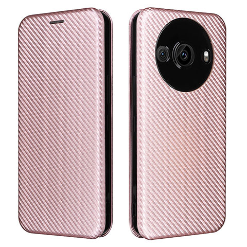 Coque Portefeuille Livre Cuir Etui Clapet L02Z pour Sharp Aquos R8 Pro Or Rose