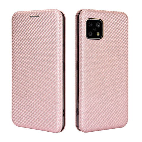 Coque Portefeuille Livre Cuir Etui Clapet L02Z pour Sharp Aquos Sense4 Basic Or Rose