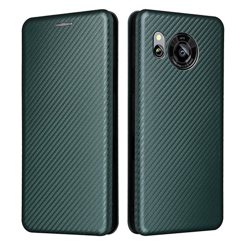 Coque Portefeuille Livre Cuir Etui Clapet L02Z pour Sharp Aquos Sense7 Vert