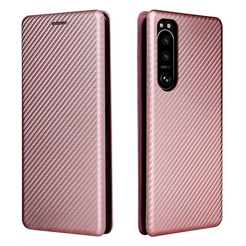 Coque Portefeuille Livre Cuir Etui Clapet L02Z pour Sony Xperia 5 III SO-53B Or Rose