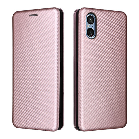 Coque Portefeuille Livre Cuir Etui Clapet L02Z pour Sony Xperia 5 V Or Rose