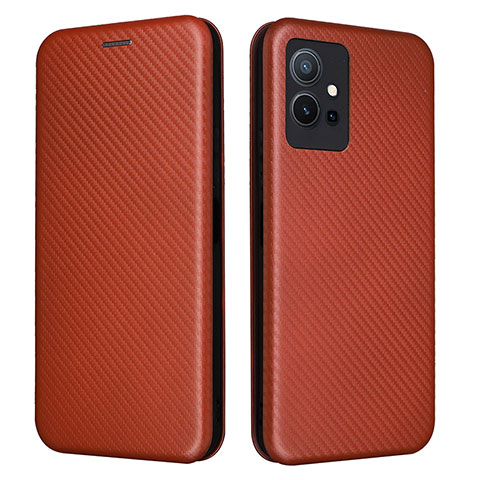 Coque Portefeuille Livre Cuir Etui Clapet L02Z pour Vivo T1 5G India Marron