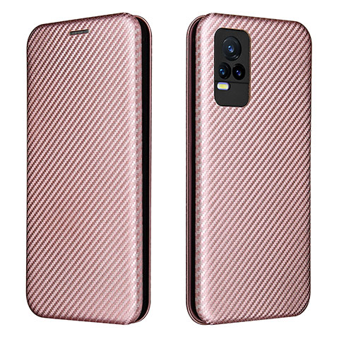 Coque Portefeuille Livre Cuir Etui Clapet L02Z pour Vivo V21e 4G Or Rose