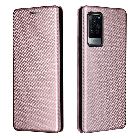 Coque Portefeuille Livre Cuir Etui Clapet L02Z pour Vivo X60 Pro 5G Or Rose