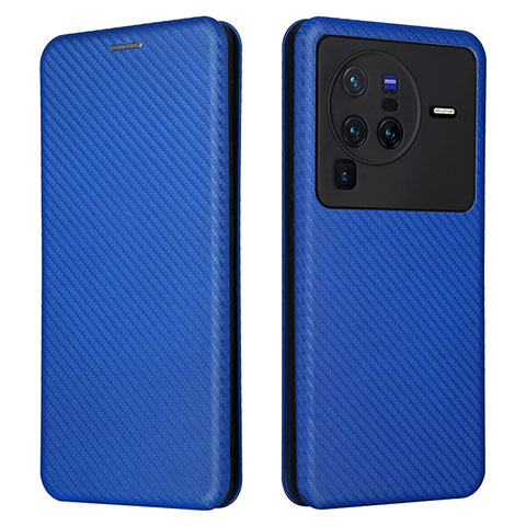 Coque Portefeuille Livre Cuir Etui Clapet L02Z pour Vivo X80 Pro 5G Bleu