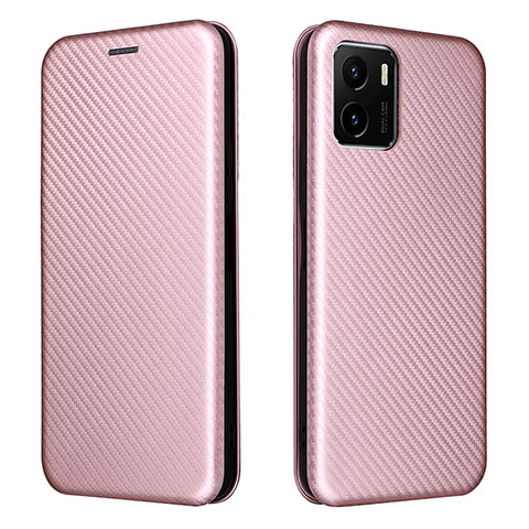 Coque Portefeuille Livre Cuir Etui Clapet L02Z pour Vivo Y15A Or Rose