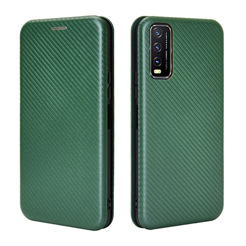 Coque Portefeuille Livre Cuir Etui Clapet L02Z pour Vivo Y20 (2021) Vert