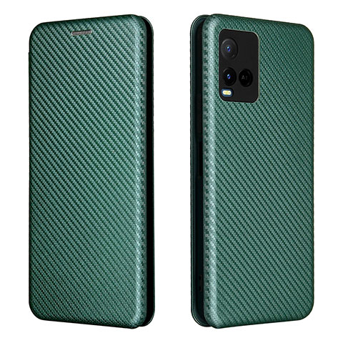 Coque Portefeuille Livre Cuir Etui Clapet L02Z pour Vivo Y21 Vert