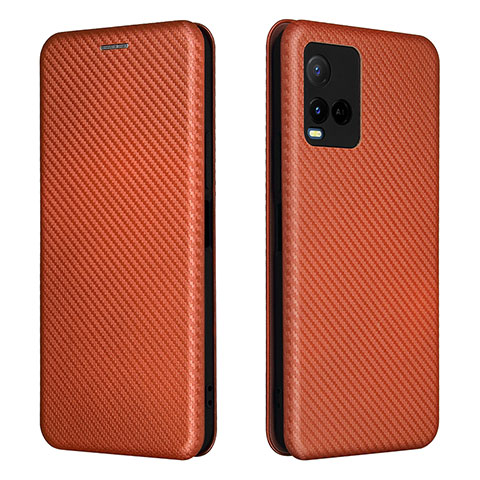 Coque Portefeuille Livre Cuir Etui Clapet L02Z pour Vivo Y21a Marron