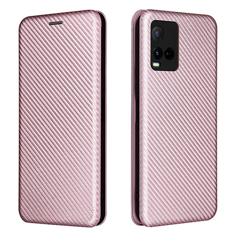 Coque Portefeuille Livre Cuir Etui Clapet L02Z pour Vivo Y21s Or Rose