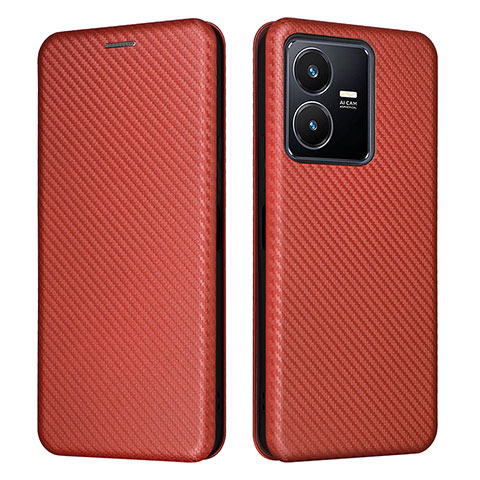 Coque Portefeuille Livre Cuir Etui Clapet L02Z pour Vivo Y22 Marron