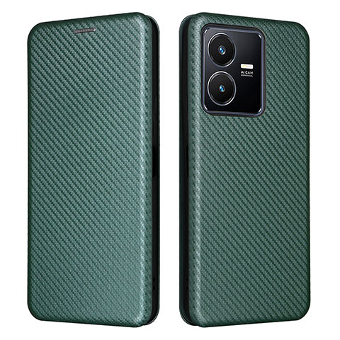 Coque Portefeuille Livre Cuir Etui Clapet L02Z pour Vivo Y22s Vert