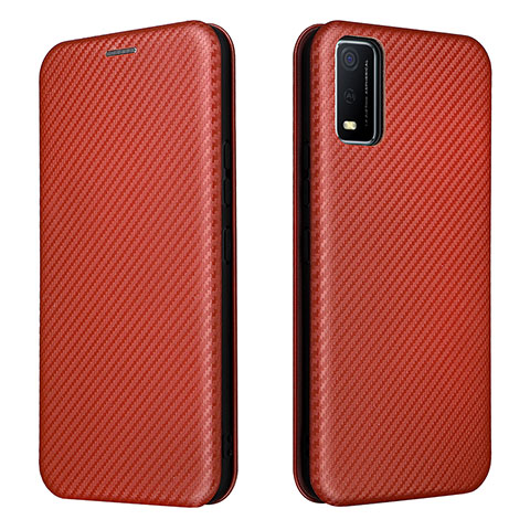 Coque Portefeuille Livre Cuir Etui Clapet L02Z pour Vivo Y3s (2021) Marron