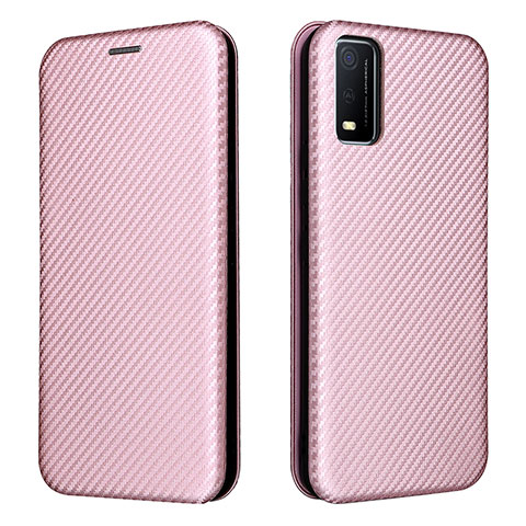 Coque Portefeuille Livre Cuir Etui Clapet L02Z pour Vivo Y3s (2021) Or Rose