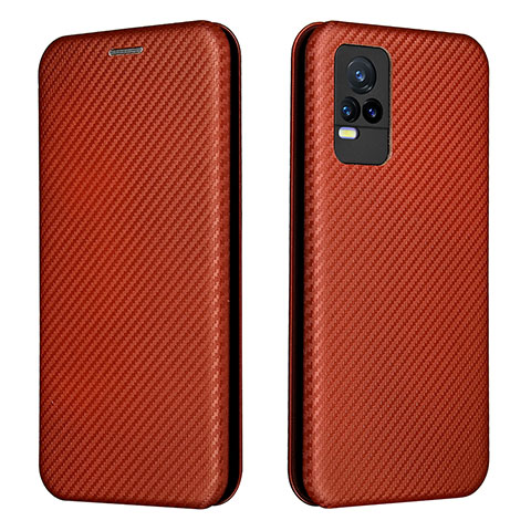 Coque Portefeuille Livre Cuir Etui Clapet L02Z pour Vivo Y73 (2021) Marron