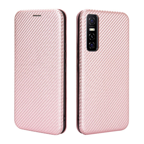 Coque Portefeuille Livre Cuir Etui Clapet L02Z pour Vivo Y73s 5G Or Rose