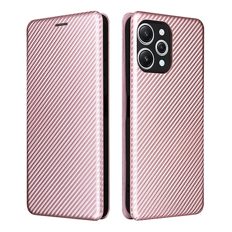 Coque Portefeuille Livre Cuir Etui Clapet L02Z pour Xiaomi Redmi 12 4G Or Rose