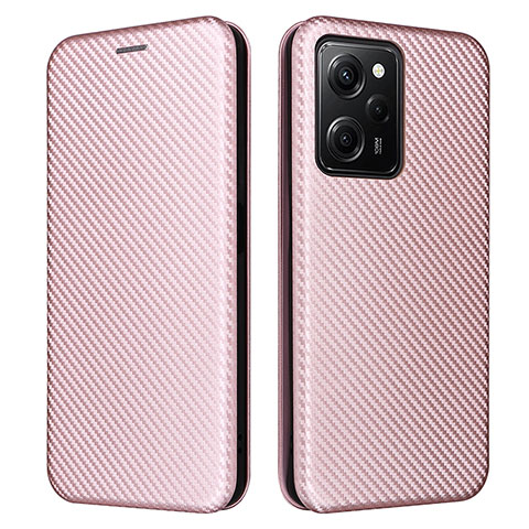 Coque Portefeuille Livre Cuir Etui Clapet L02Z pour Xiaomi Redmi Note 12 Pro Speed 5G Or Rose