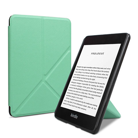 Coque Portefeuille Livre Cuir Etui Clapet L03 pour Amazon Kindle 6 inch Vert