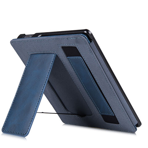 Coque Portefeuille Livre Cuir Etui Clapet L03 pour Amazon Kindle Oasis 7 inch Bleu