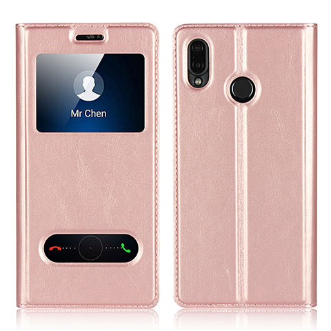 Coque Portefeuille Livre Cuir Etui Clapet L03 pour Huawei Nova 3e Or Rose